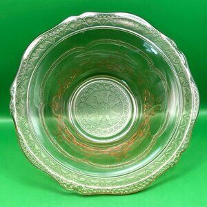 Federal Glass Patrician Pink Depression Glass Fruit Serving Bowl Spoke Wheel VTG